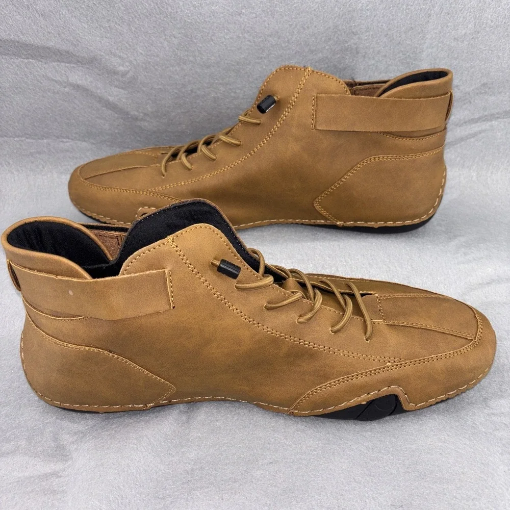 LDECK Brown Leather High Top Martin Sport Shoes Men's US 11 EU 45 Worn Twice‎